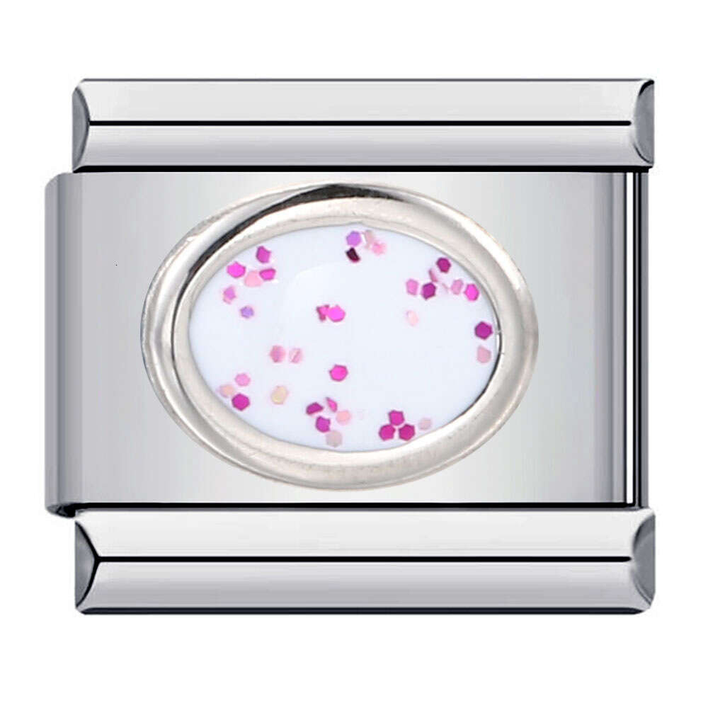 Stainless Steel Elliptical Stamping Pattern Color Drip Oil DIY Module Bracelet Italian Charm bracelets