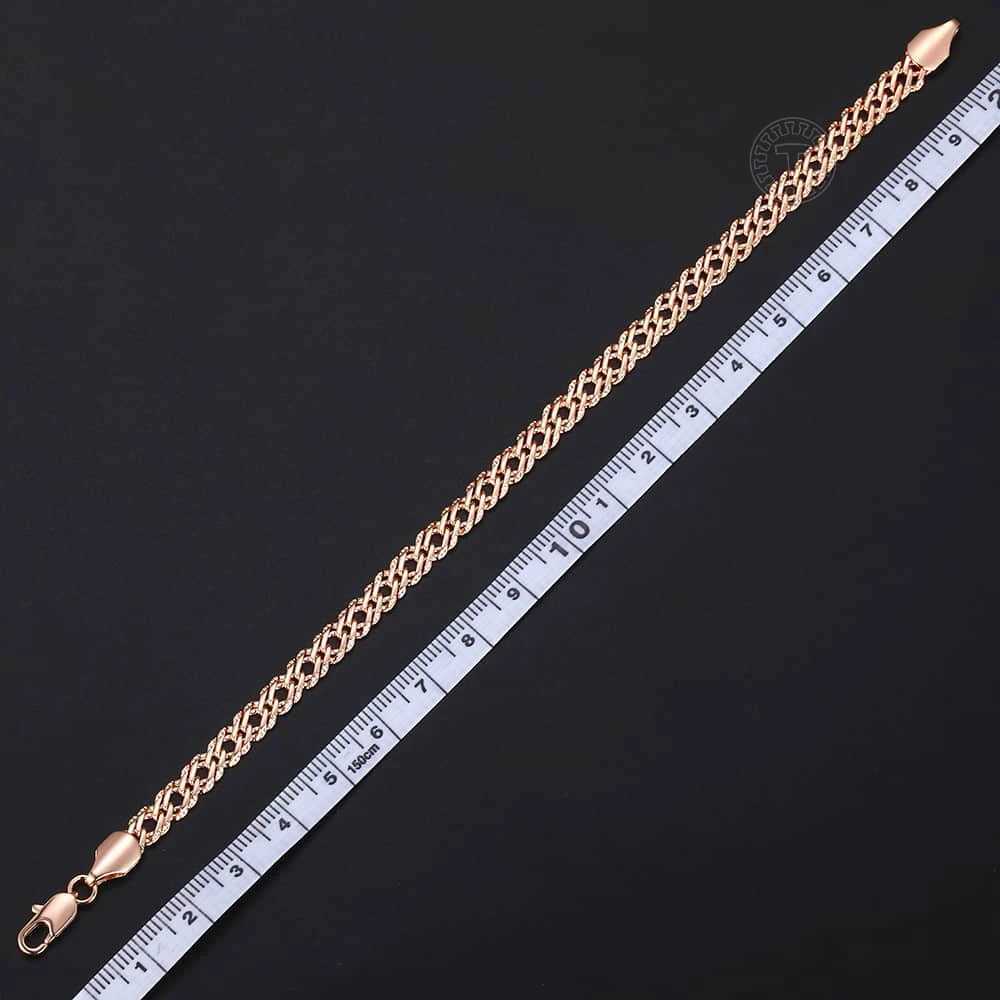 5mm Bracelets for Women Girls 585 Rose Gold Color Venitian Curb Link Bracelets Woman Fashion Party Jewelry 18cm 20cm KGB428X240913