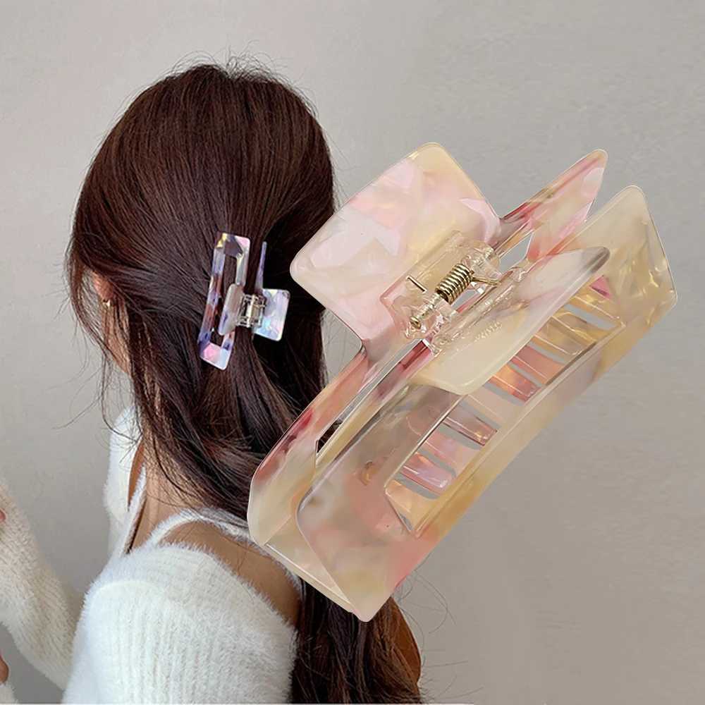10cm Length Large Acetate Hair Clip Back Head Hairpin French Retro Mermaid Color Hair Claw Headdress Hairpin FemaleX240912