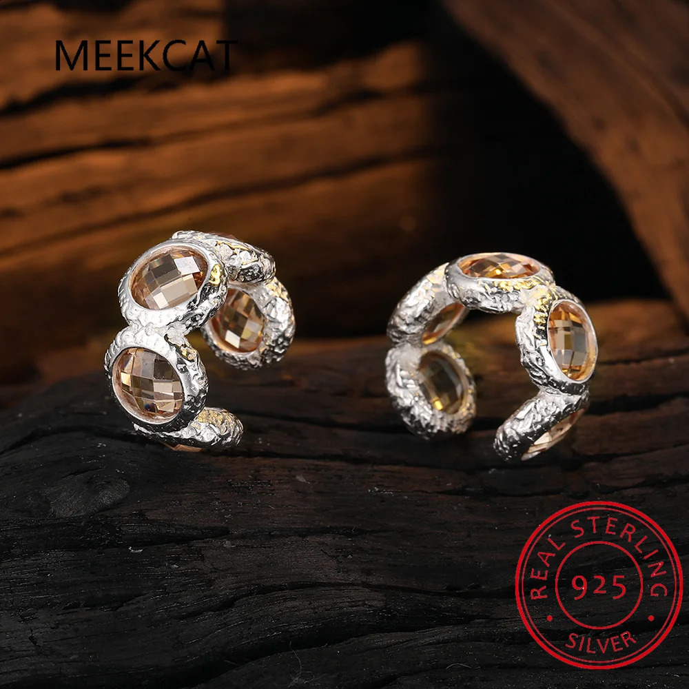 Womens 925 sterling silver round amethyst earrings clip on earrings for mom daughter party jewelry DS3932 240913