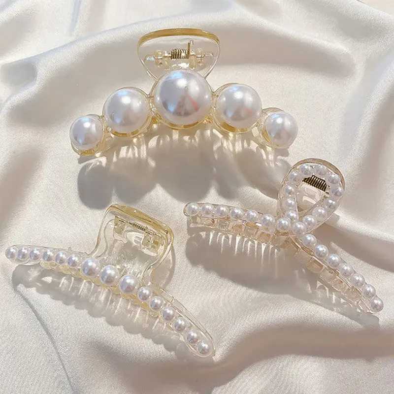 Large Pearl Hair Claw Clips For Women Gold Metal Geometric Clamps Barrette Simple Girls Hairpins Headwear Party Hair AccessoriesX240912