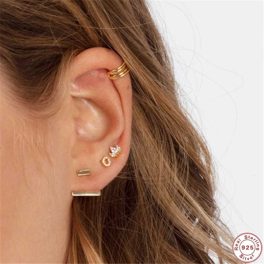 CANNER 1Piece 925 Sterling Silver Smooth Layered Line Non-pierced Ear Cuff Clip Earrings for Women Fine Jewelry Gifts PendientesX240913