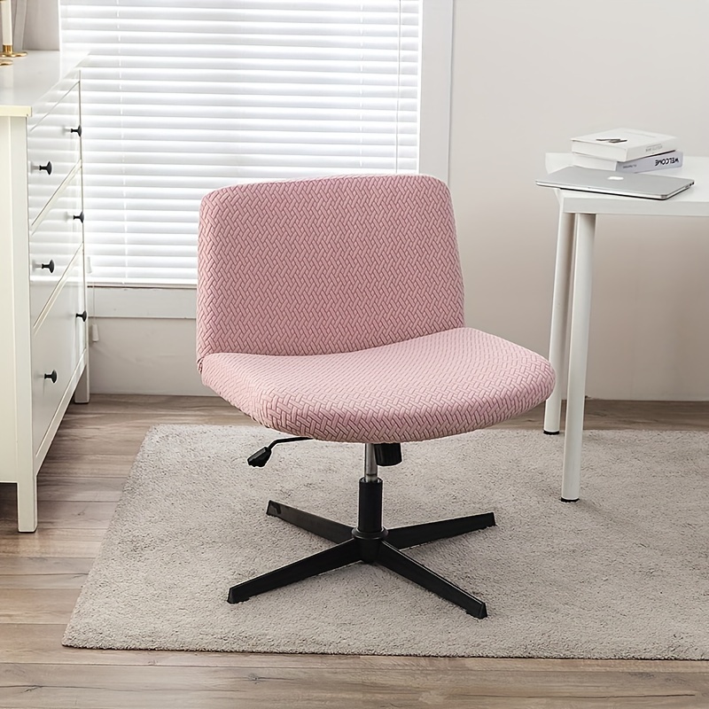 1pc Vintage Style Elastic Office Chair Cover Criss Cross Pattern Polyester Spandex Stretch Slipcover with Slip-Resistant Grip Armless Mid-Back Wide Se