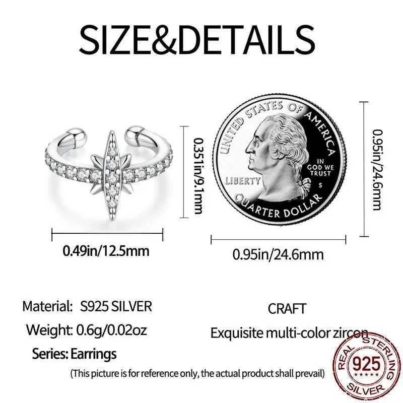 New in 925 Sterling Silver Single Simple Heptagram Ear Clip Earrings For Women Fashion Jewelry Birthday Gift 2023 TrendingX240913