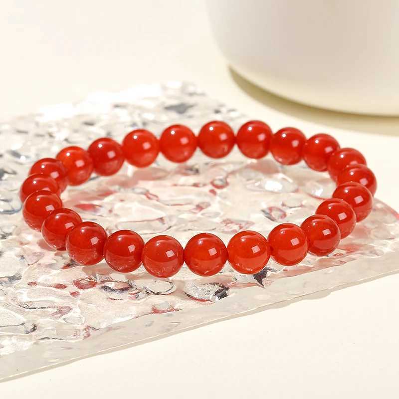 JD Natural Stone Red Agate Bead Bracelet Womens Fashion 6 8 10mm Canelian Bead Braided Rope Bracelet Yoga Balance Lucky Jewelry W240913