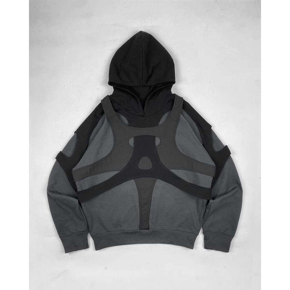 Haruku Patchwork Street Long-sleeved Women Contrasting Sweatshirts Y2K Dark Hip-hop Hoodie Loose Casual Streetwear Men