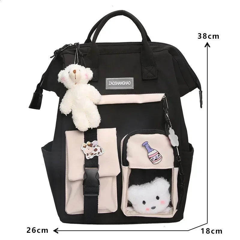 2023 Backpack Women Candy Color Laptop Backpacks Cute Kawaii High School Bags for Teenage Girl Japanese Travel Camping Backpack 240909