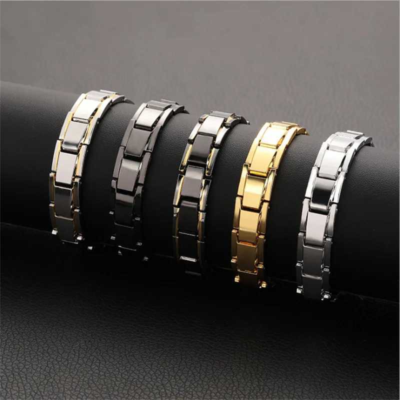 Luxury Mens Twisted Health Magnetic Bracelet Energy Therapy Women Mens Magnetic Hematite Titanium Steel Bracelet DetachableX240913