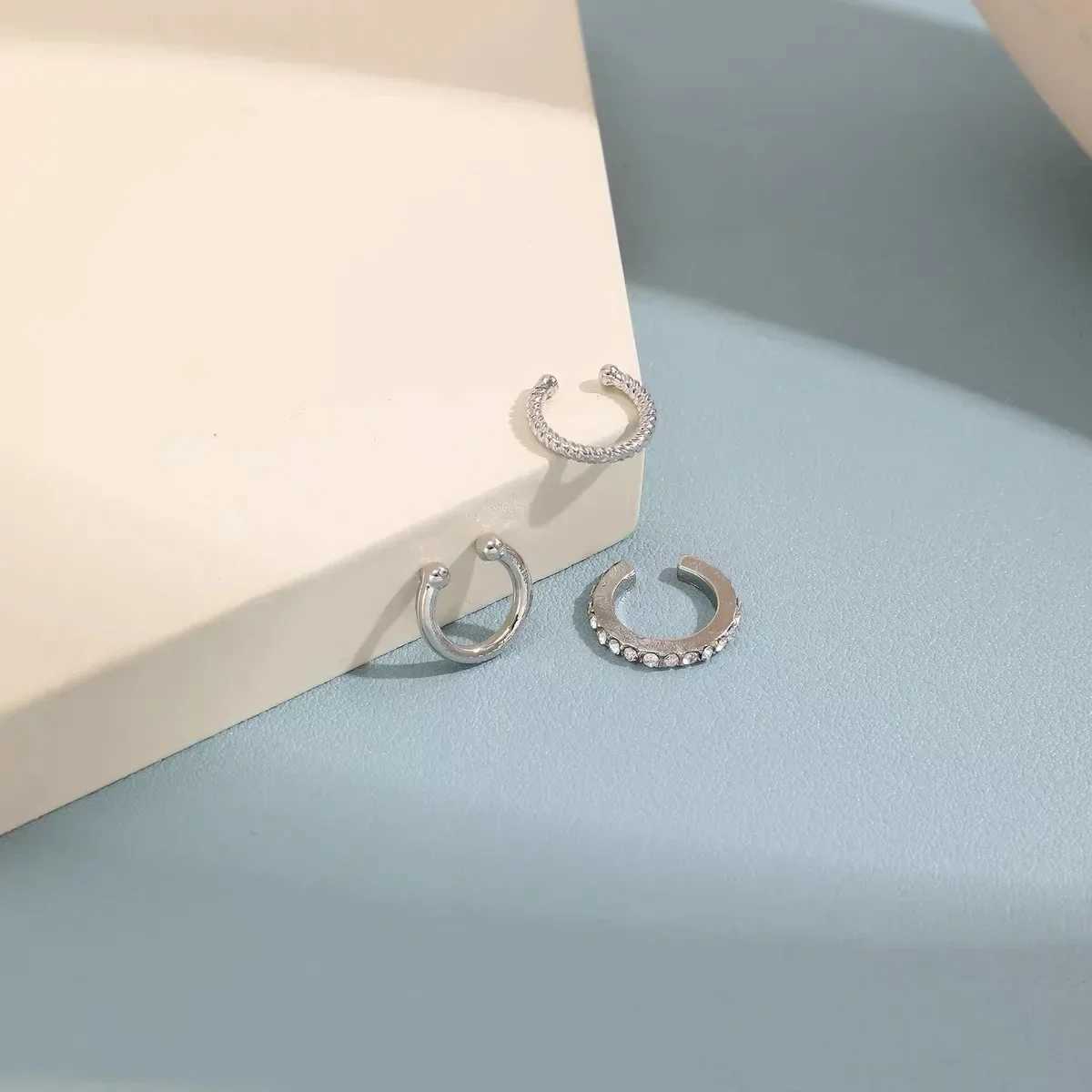 3 Pcs Delicate Ear Cuff Set Ear Clip Earrings Fake Piercing Earrings for Women Trendy Fashion Accessories 2024 GiftX240913