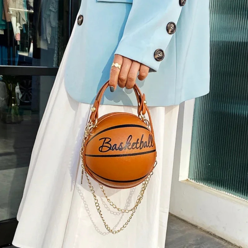Women's INS Super Hot Personalized Basketball Crossbody Bag New Personalized Design Basketball Bag Multi Functional Korean Round Bag Tote Bag