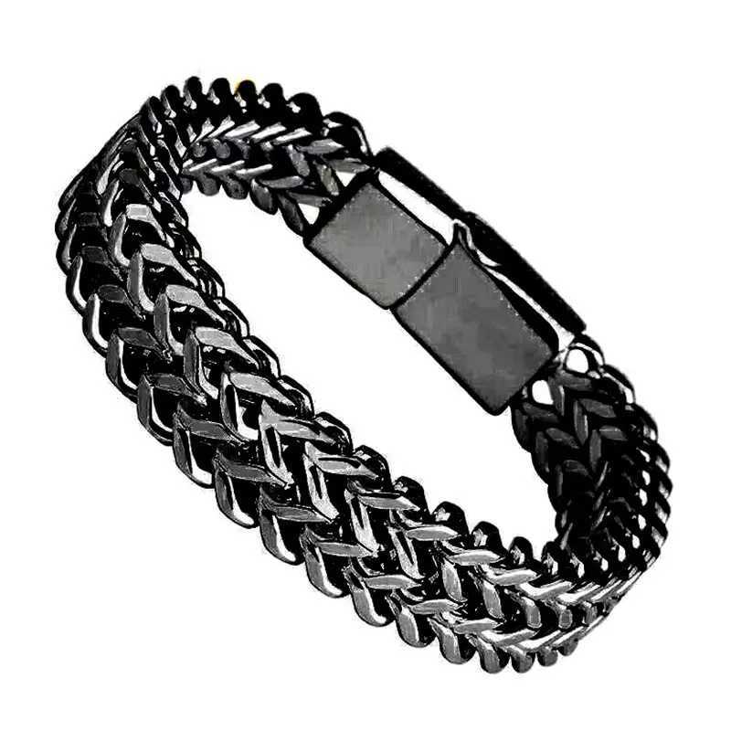 HNSP 10MM Stainless Steel Bracelet For Men Jewelry Hidden Locks Hand Chain 19/21/23CM Size AccessoriesX240913