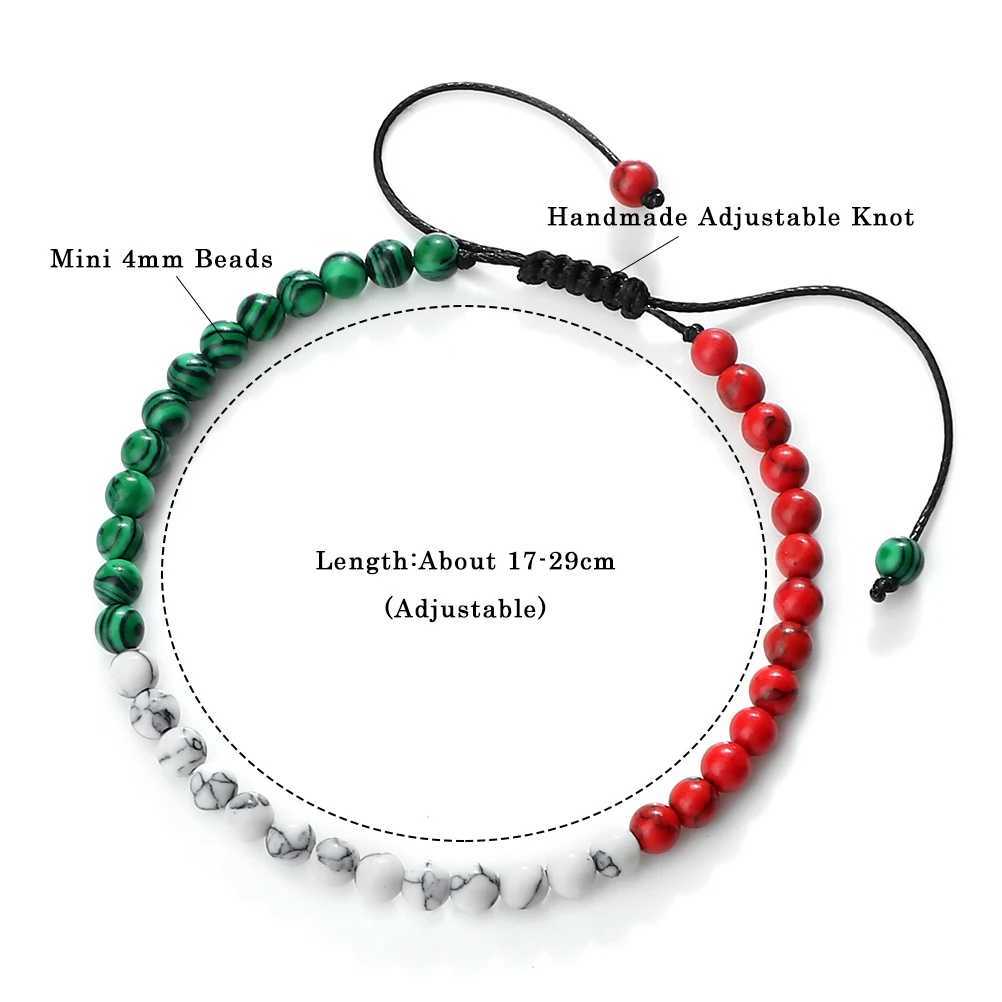Fashionable Palestinian flag color natural stone bead bracelet mens adjustable Asian countries womens bracelet jewelry friend W240913