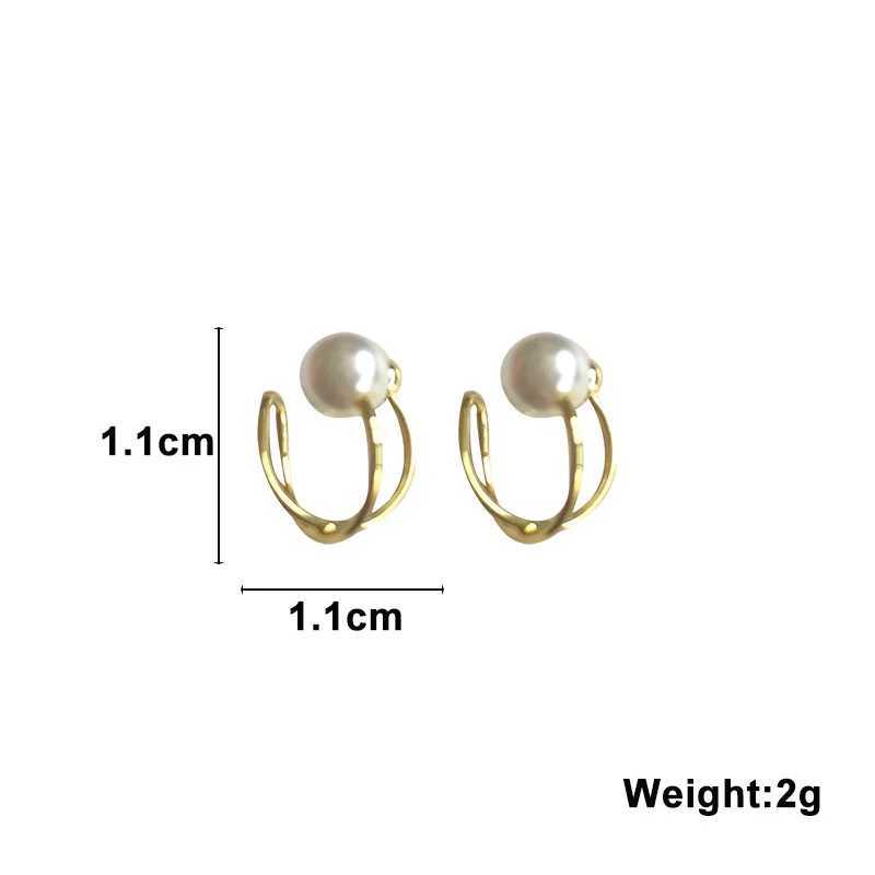 Hollow Cross Clip Earrings for Women Imitation Pearl Ball Ear Cuff without Piercings Tiny Gold Color Ear Clips On orecchiniX240913