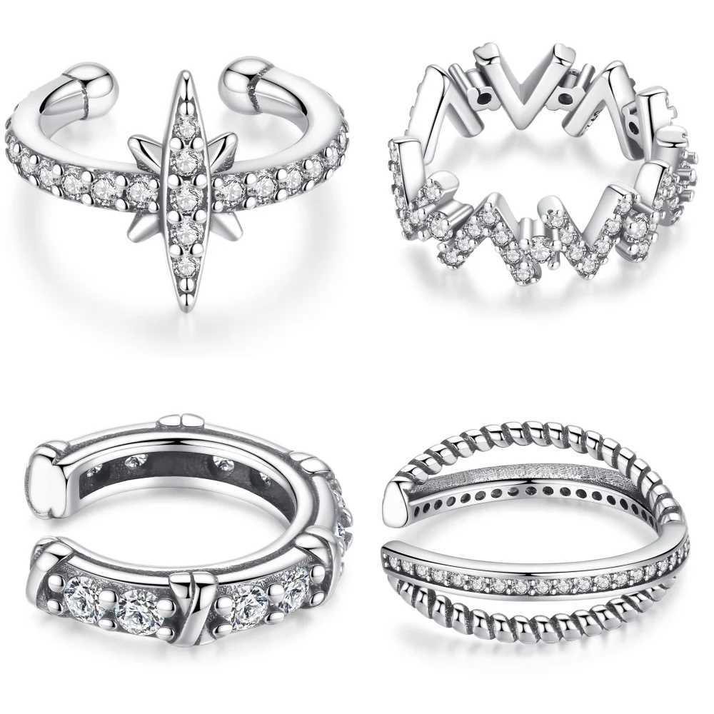 925 Sterling Silver Geometric Minimalist Series Clip Earrings For Women Geometric Ear Cuff Without Piercing Girl JewelryX240913