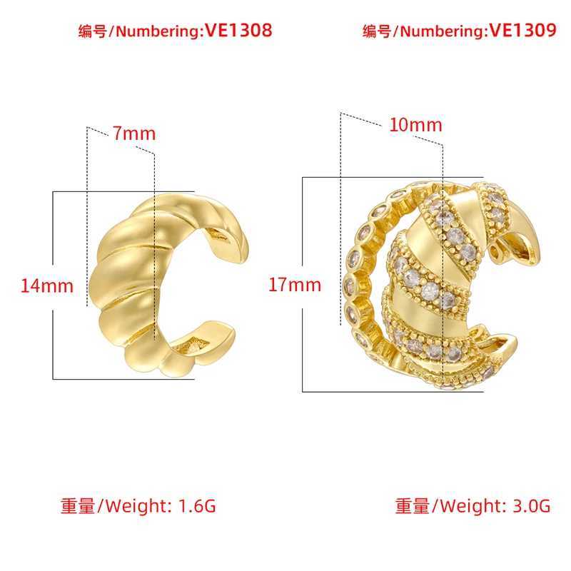 ZHUKOU 2 Adjustable Ear Clip Cubic Zirconia Clip Earrings Summer False Perforated Earrings Wholesale VE1308 VE1309X240913