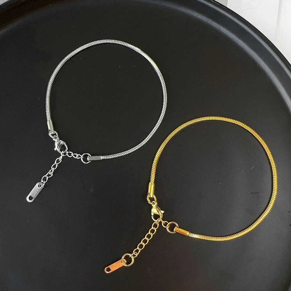 0.9/1.2/2mm Simple MEN Stainless Steel Square Snake Bone Chain Bracelet Hip-Hop Jewelry Trendy Party Bracelets Bangle for WomenX240913