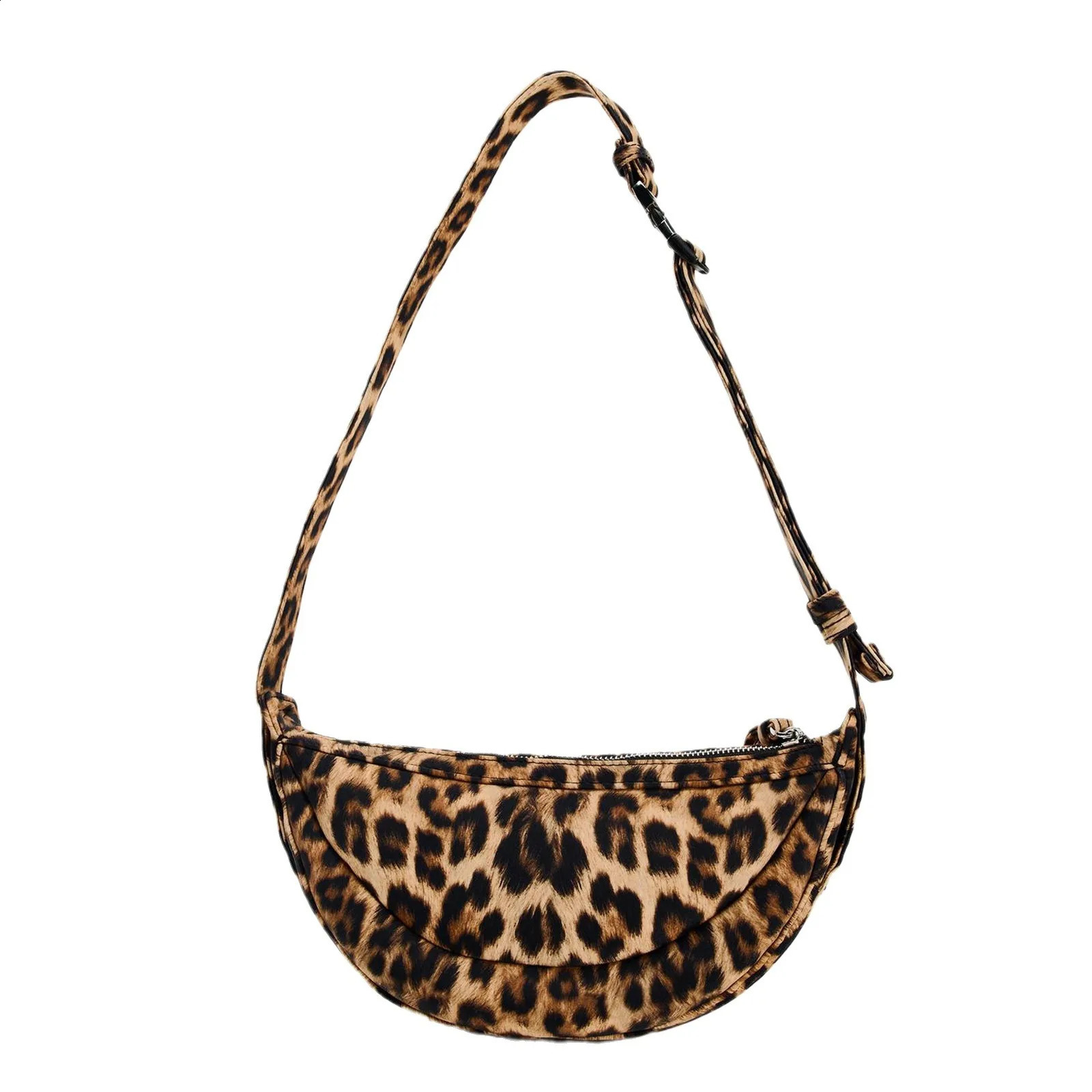 fashion leopart halfmoon crossbody bags for women casual lady shoulder bags chic small female purses 240907