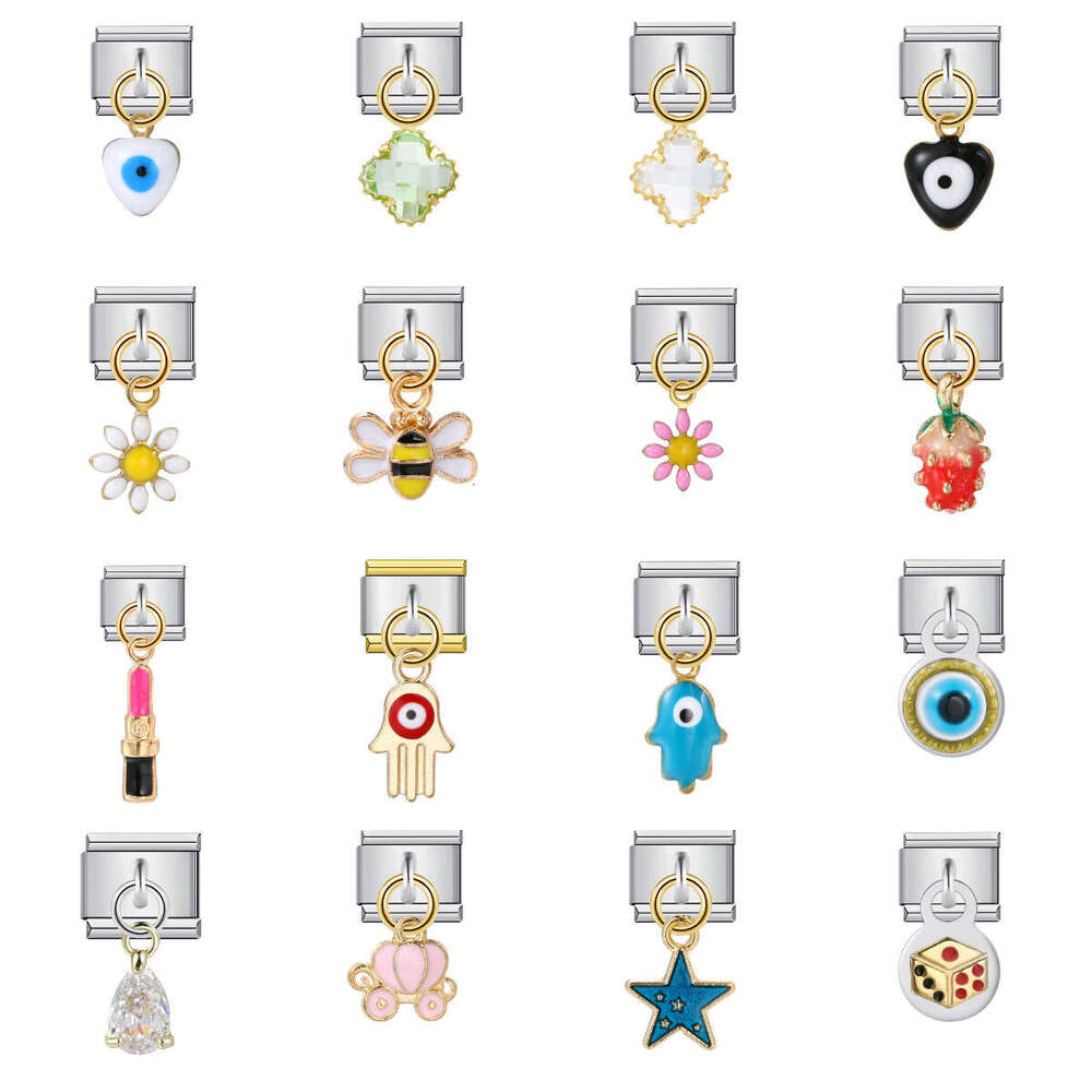 Italian Charm Beads Bracelet Single Hook Pendant Series Elastic Splicing Strap Chain Italian Charm Links Stainless Steel Fit 9mm Bracelet Jewelry DIY 