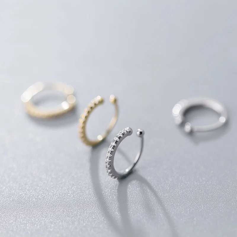 RYJU 925 Sterling Silver Shiny CZ Clip Earrings Ear Cuff for Women Without Piercing Earring Jewelry Minimalist AccessoriesX240913