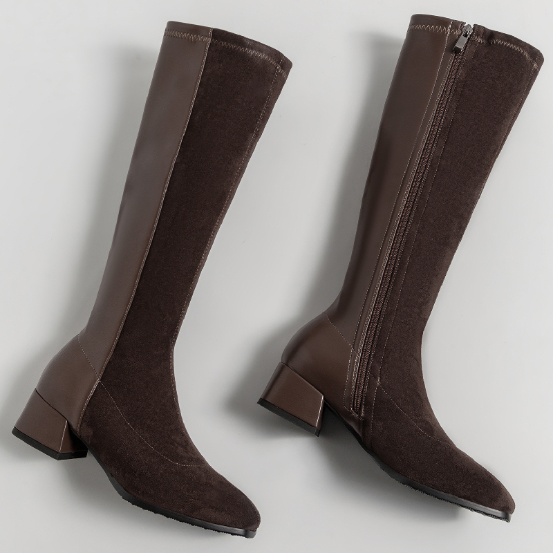 Knee Fashion High Women Suede Autumn Winter Warm Boots Female Black Low Heels Riding Boot Footwear Shoes Woman Comfortable bee1