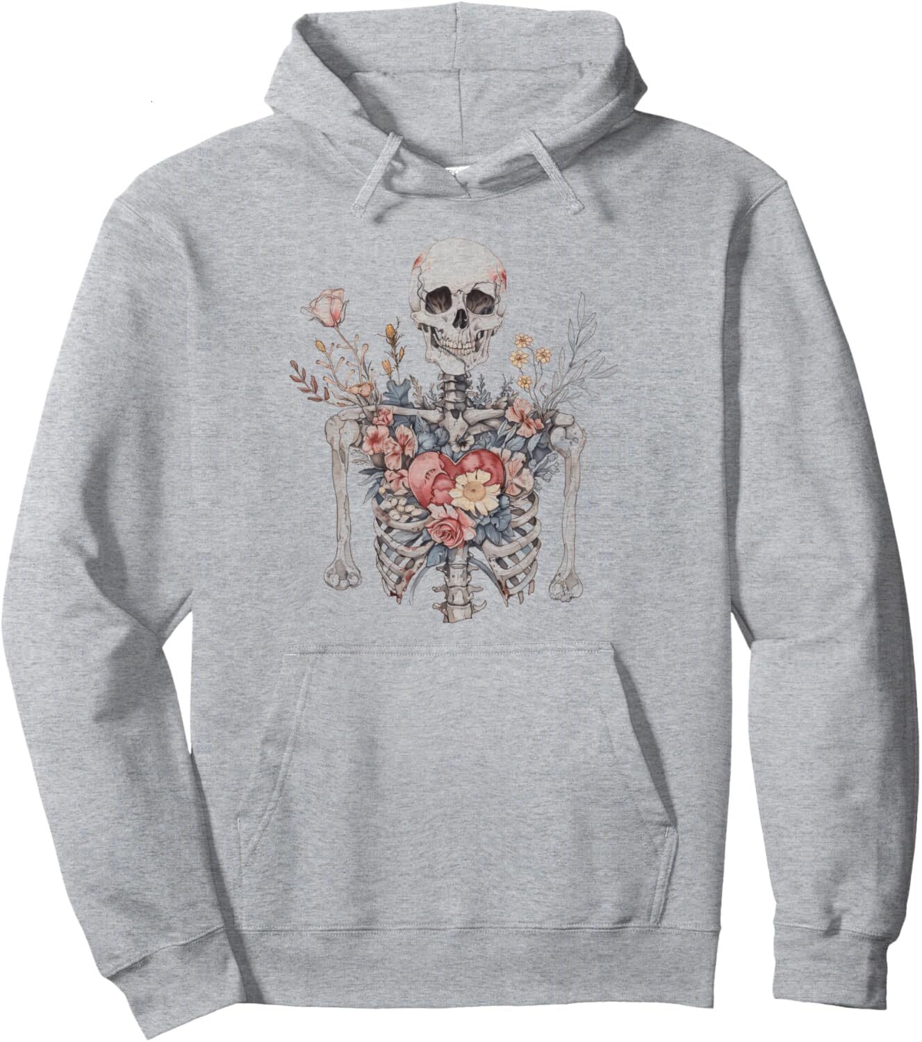 Hoodie for Mens Womens Skeleton Flower Anatomy Biology Heart Love Graphic Pullover Hoodie Graphic Hoodies sweatshirt Pullover Long Sleeve