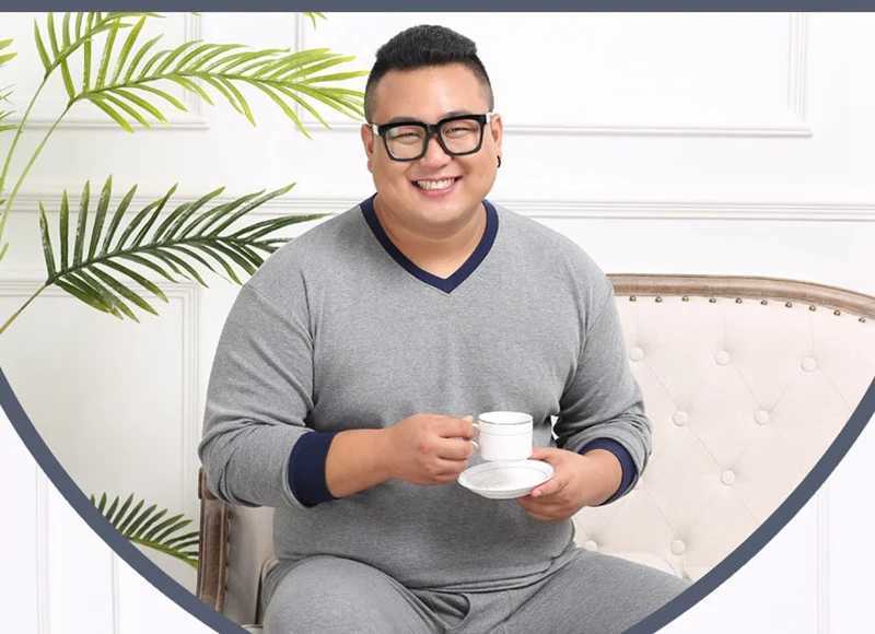 Winter men Pajamas Sleep Bottoms nightgown v-neck plus size 6XL 7XL home Sleepwear home loose Sleep Pants Homewear elasticity 52 Y240913