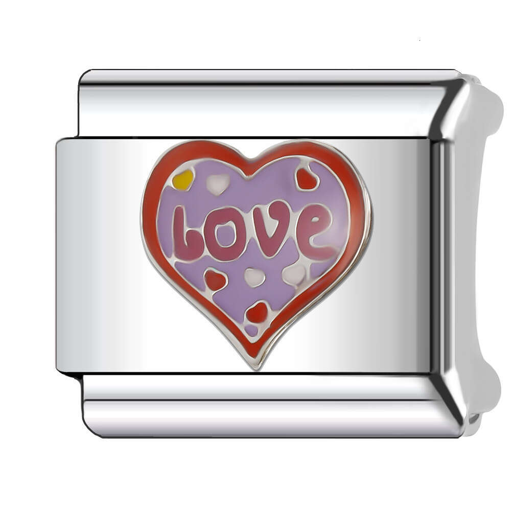 New Women's Gift Romantic red heart Bead Italian Charms Links Bangle Beads Fit 9mm Stainless Steel Bracelet Making DIY For Women Fashion Jewelry