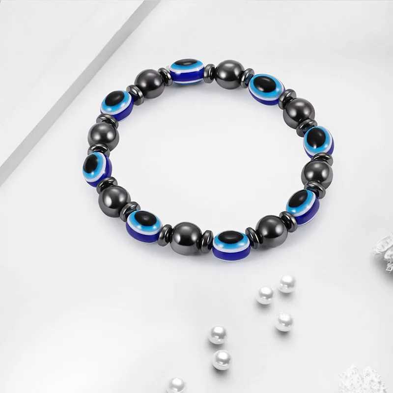 New Evil Eye Bracelet Blue Bead Bracelet Elastic Lucky Trkiye Eye Bracelet Women Mens Girl Protection and Blessing Gift W240913