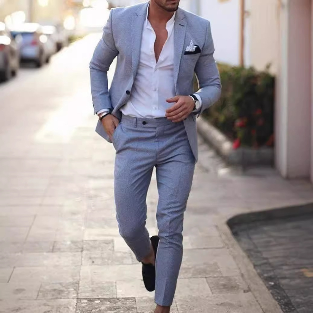 Men's Suits Blazers Arrival Slim Fit Male Suit Notched Lapel Groom Tuxedos Formal Business Men Suits 2 Pieces Blazer Pants Traje Hombre 230328