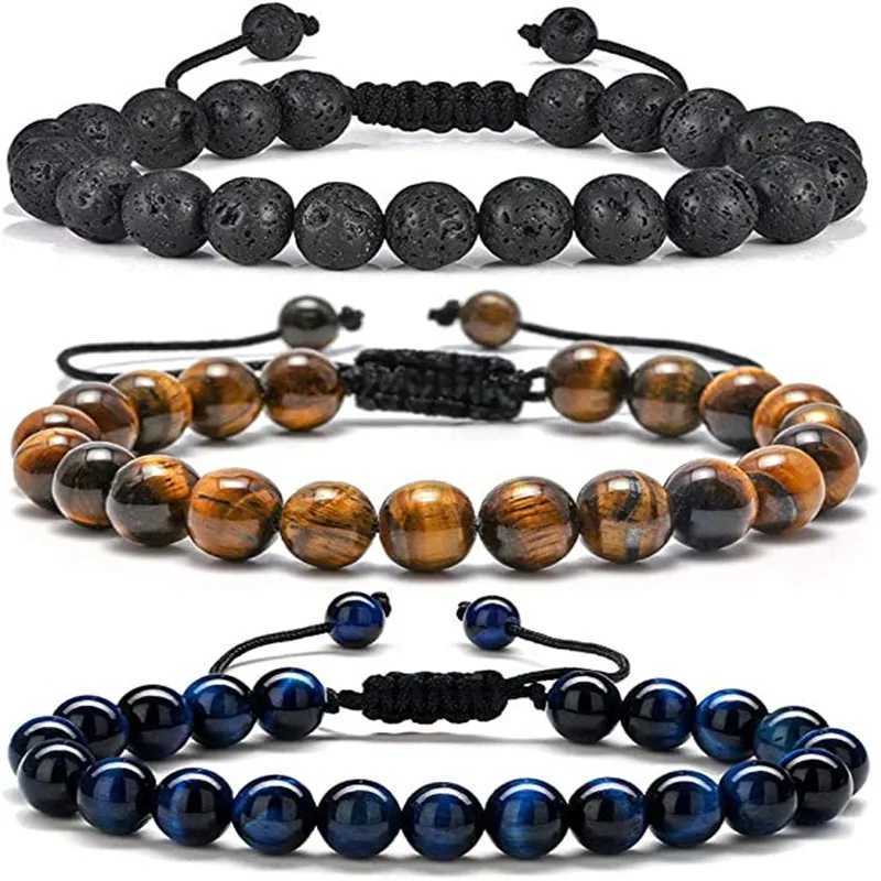 Fashionable mens bracelet stone tiger eye woven bracelet essential oil fragrance beads W240913