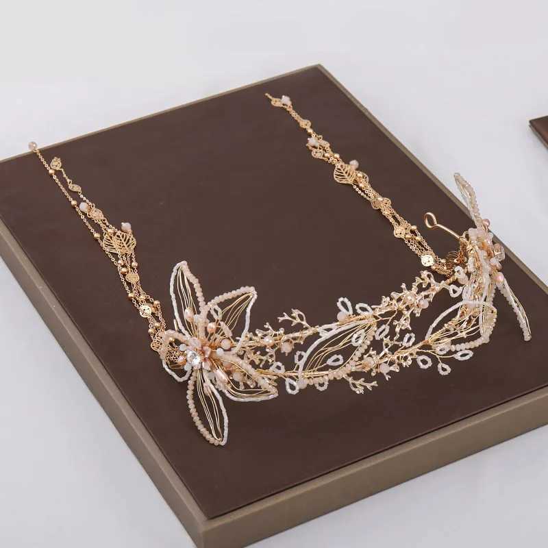 FORSEVEN Fairy Women Hair Hoop Flower Shape Hairband Fashion Long Tassel Pendant Headband Bride Wedding Hair Jewelry AccessoriesX240913