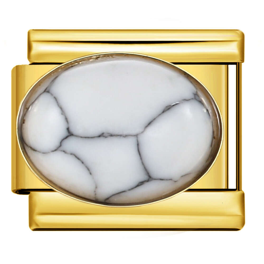 Stainless Steel Welding Elliptical Colored Stone DIY Elastic Bracelet Accessories Italian Charm Links Stainless Steel Fit 9mm Bracelet Jewelry DIY Mak