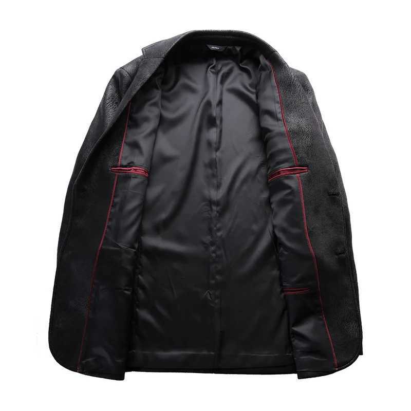 2021 New Men Leather Jackets 2 Button Formal Dress Suits Fashion Man Blazers Black Brown Solid Motorcycle Coat Suede Jacket MaleX240913