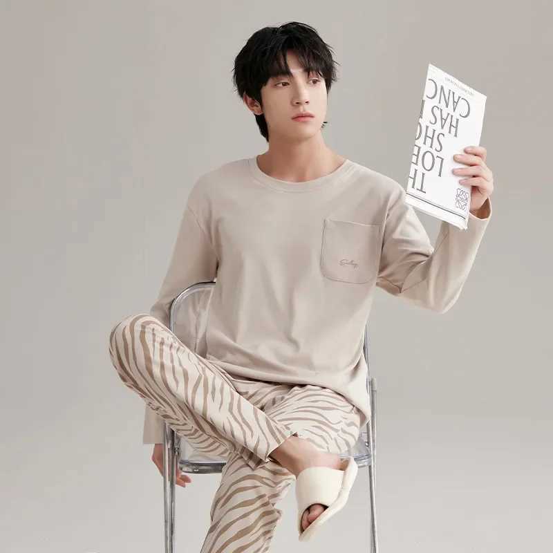 New in Mens Pajamas Set Autumn Winter Cotton Casual Sleepwear for sleeping Elegant Male Big Size Pyjamas Nightwear Home Clothes Y240913