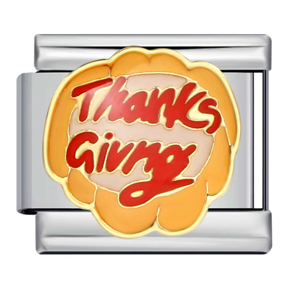 New Thangiving Series DIY Stainless Italian Module Bracelet Titanium Steel Welded Drip Oil Strap Chain Fit 9mm Bracelet Jewelry DIY Making Gifts