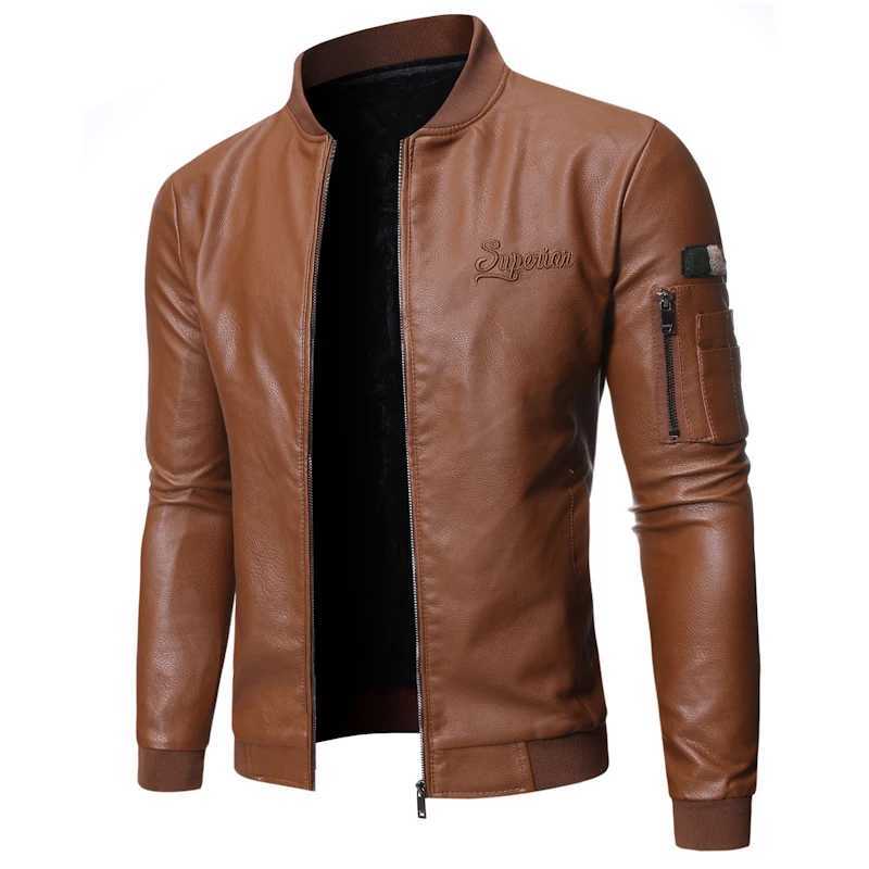 2023 Brand Clothing Men slim fit Leather Jacket Motorcycle Faux Leather Jackets couro Winter Coat Men Warm PU Jackets S-3XLX240913