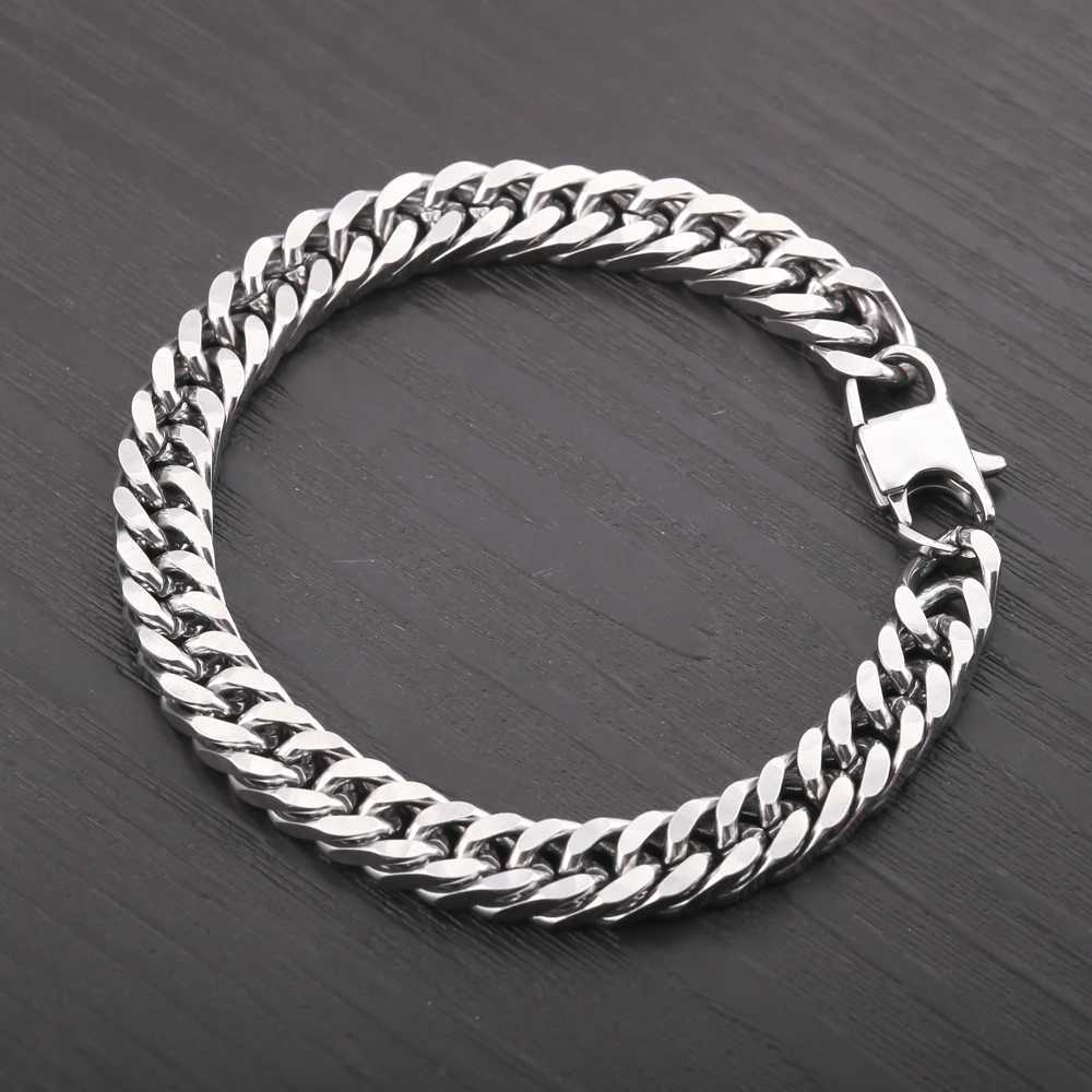 Stainless Steel Man Chain Bracelet Male Double Cube Link Chain On Hand Hip-hop Punk Style Bracelet For Men Jewelry Colar GiftsX240913