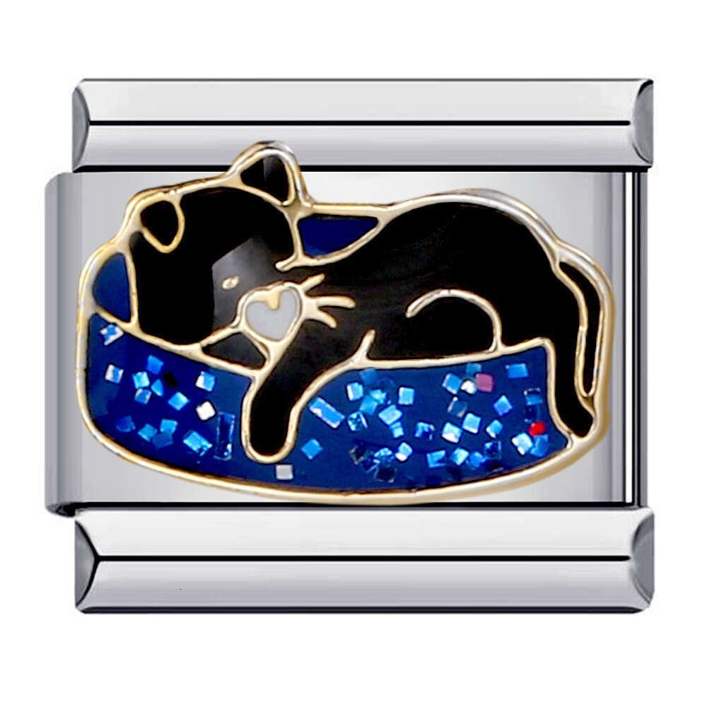 New Cute Little Animal Bead Titanium Steel Welding Pattern Enamel Cartoon DIY Fashion Bracelet Italian Charm Links Fit 9Mm Bracelet Jewelry DIY Making