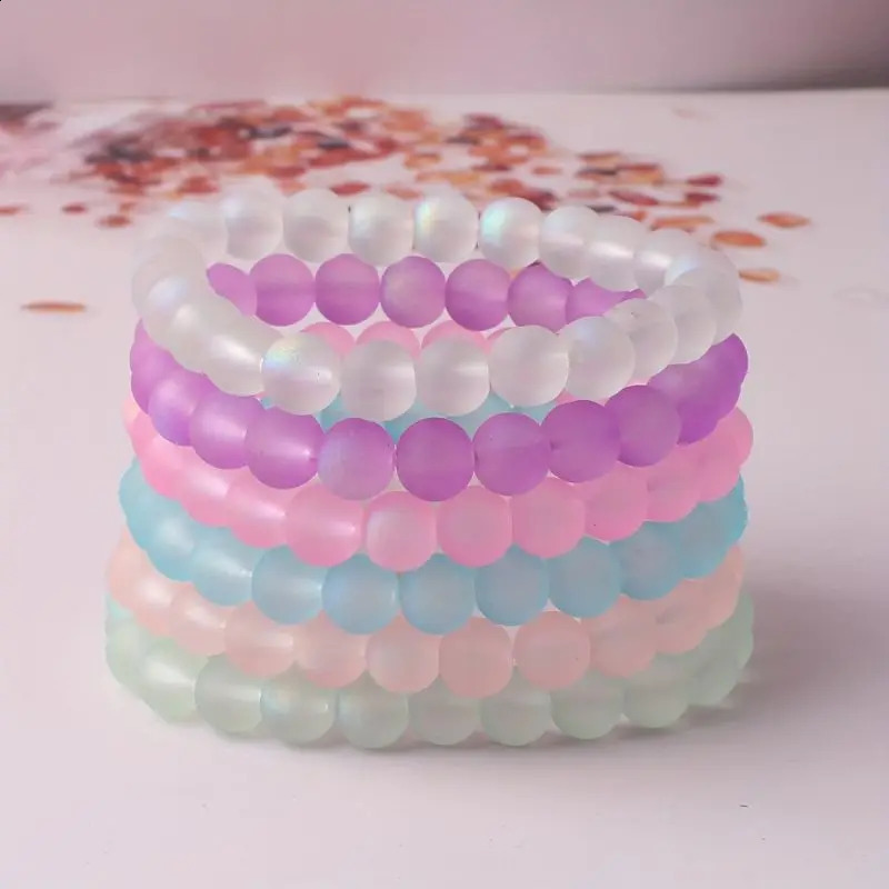 5piece set 6piece 10piece random color natural crystal bead bracelet mens and womens elastic 240906