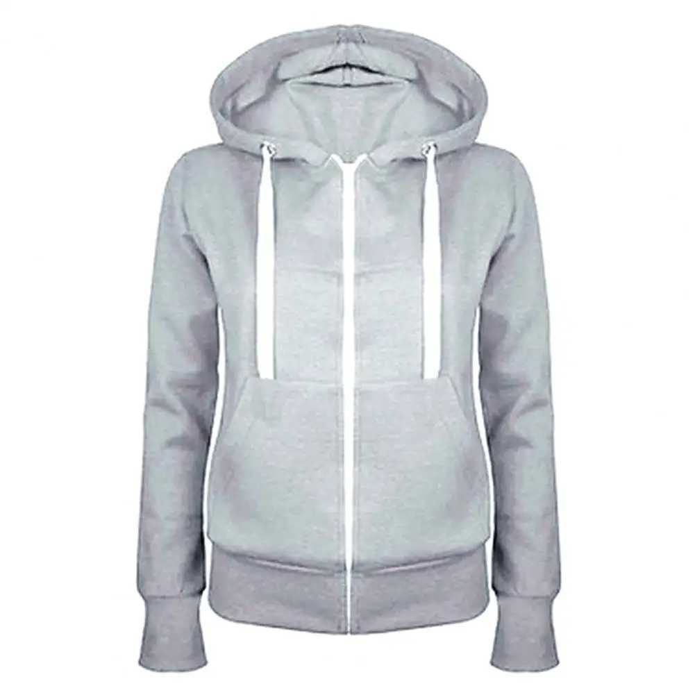 Spring Autumn New Casual Fleece Zipped Hoodie Coat Women Fashion Drawstring Sporty Hooded Coats Jackets Ladies Simple Sweatshirt M240912