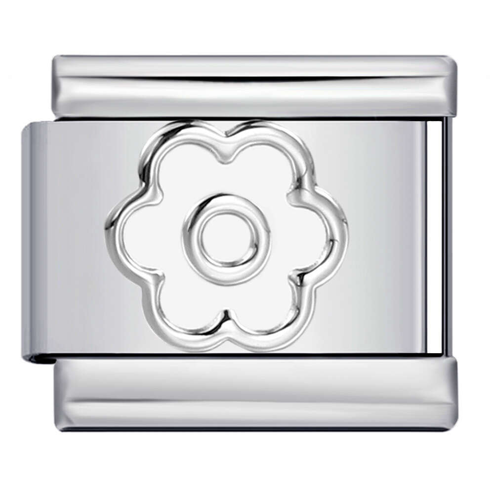 Concave Sier Titanium Steel Stamping Pattern DIY Bead Bracelet Italian Charm Bracelet Italian Charm Links Fit 9Mm Bracelet Jewelry DIY Making Gifts