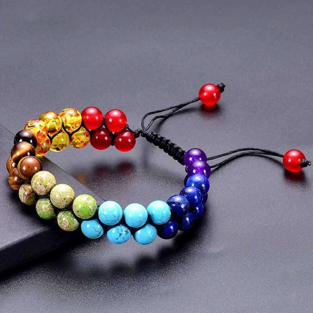 Natural Chakra Healing Power Crystal Bracelet Yoga Double layered Stone Beads Gemstone Meditation Relaxation Anxiety Bracelet W240913
