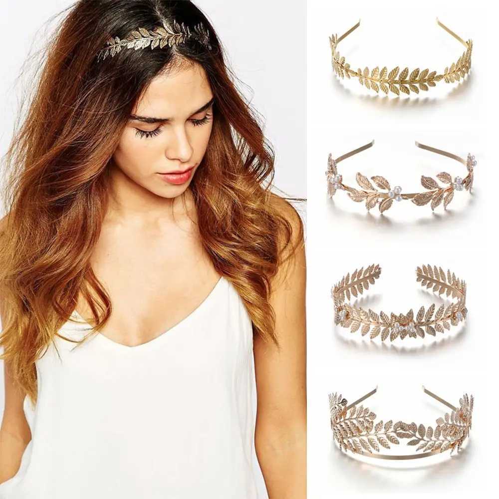 Golden Crowns Hair Jewelry Tiara Bride Headbands Wedding Hair Accessories Hair Hoop Leaves Hair BandsX240913