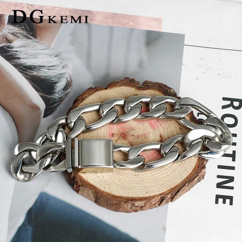 15mm Stainless Steel Cuban Link Chain for Men Women Silver Color Chain Bracelet Punk Rock Personalized Custom Men BraceletsX240913