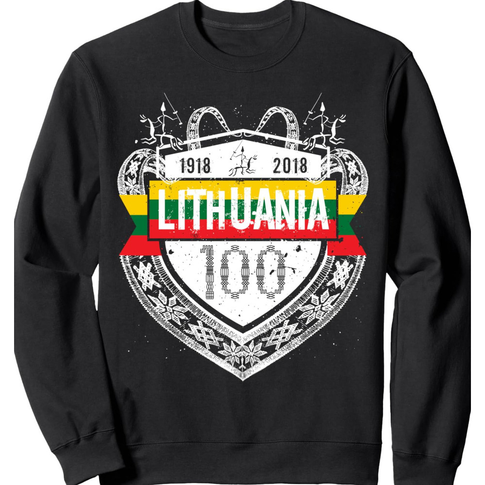 Long Sleeve Shirts for Men sweatshirt 100 Years 1918-2018 National Flag Lithuania Gift Sweatshirt Tee Streetwear Casual tops clothes