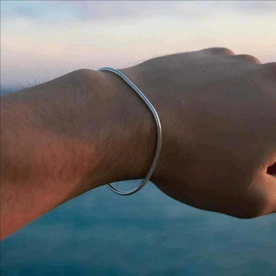 0.9/1.2/2mm Simple MEN Stainless Steel Square Snake Bone Chain Bracelet Hip-Hop Jewelry Trendy Party Bracelets Bangle for WomenX240913