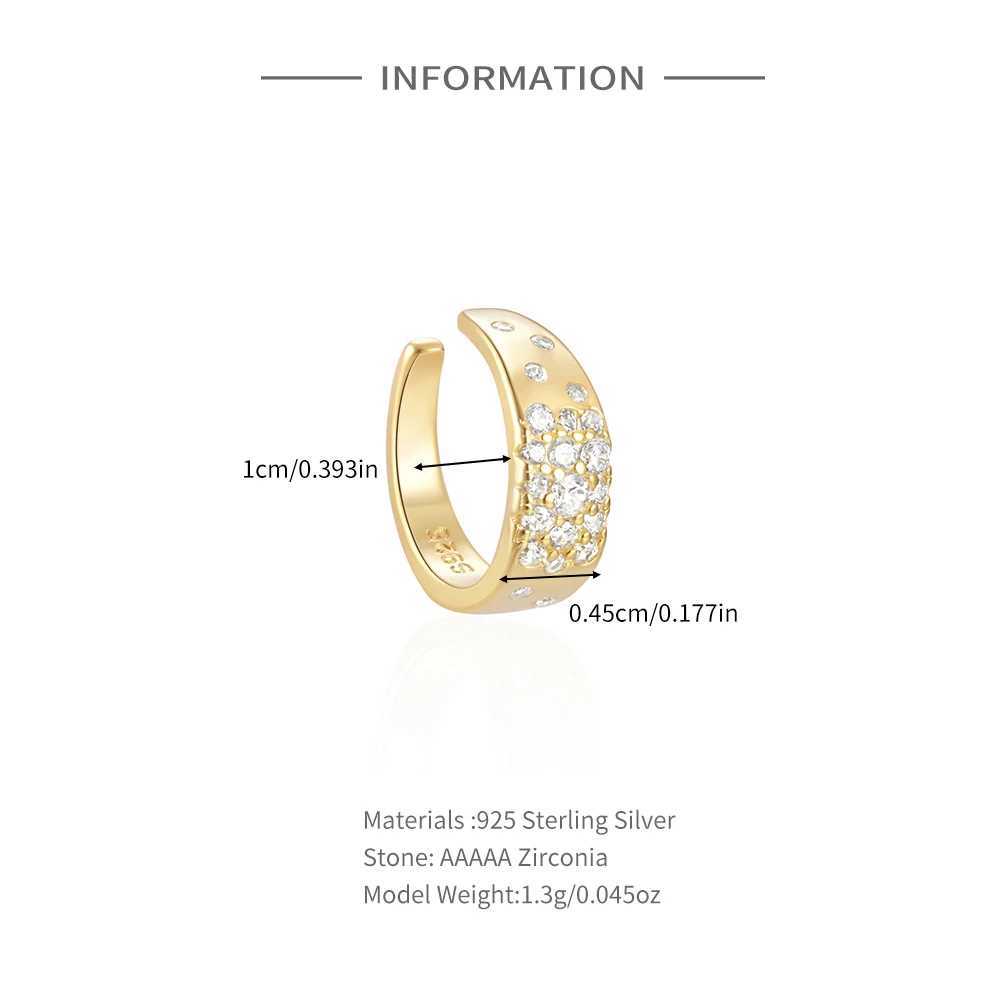 BOAKO 925 Sterling Silver Classic Simple Crystal Inlay Ear Cuff None Piericed C-shaped Earrings For Women Ohrringe Silber 925X240913