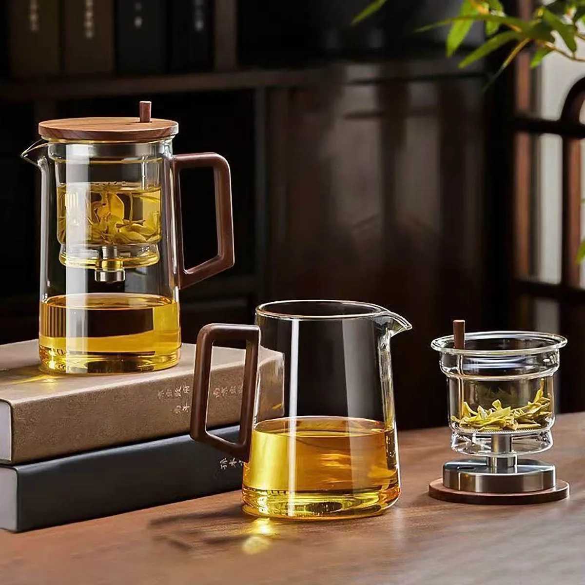 1 button filter teapot with walnut handle full lining tea separation household beverage tea cup X240913