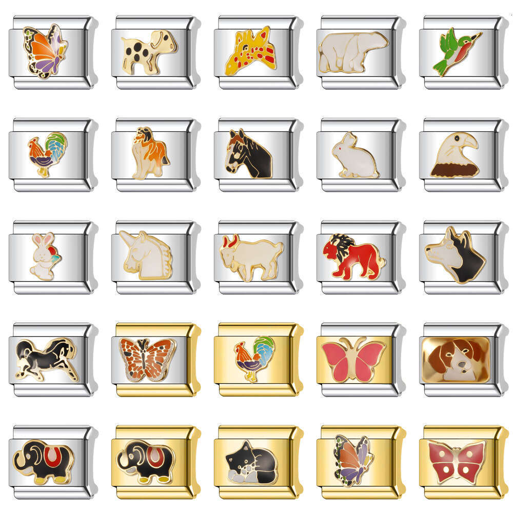 Titanium Italian charms bracelet Stainless Steel Drip Oil Free Matching Splicing DIY Combination Bracelet