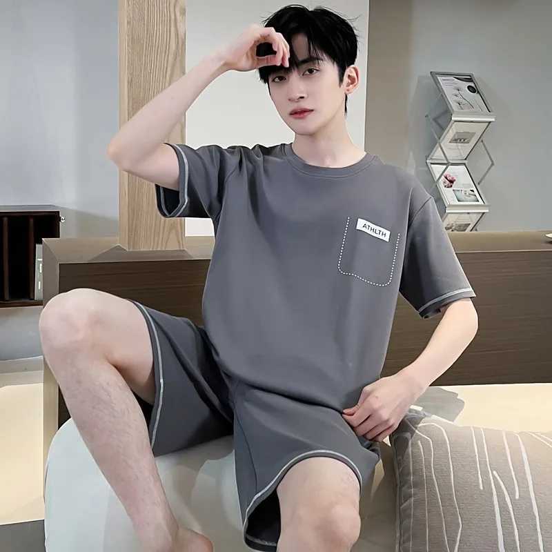 2024 New Pajamas Sets For Mens Short Sleeve Round Neck Tops And Pants Print Pyjamas Nightgown Sleepwear Homewear pyjamas men Y240913